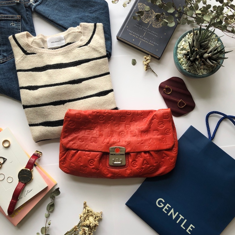 Marc by Marc Jacobs Logo Embossed Leather Clutch